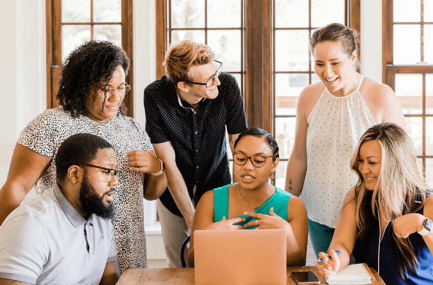 image of team working together