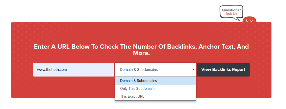 An example of using the FREE Backlink Checker Tool