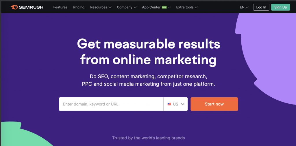 Image of Semrush webpage