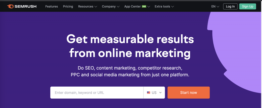 Image of SEMRUSH website