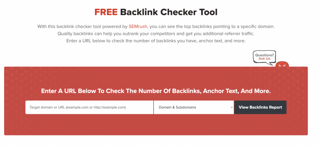 Image of The Hoth's Backlink Checker Tool Page