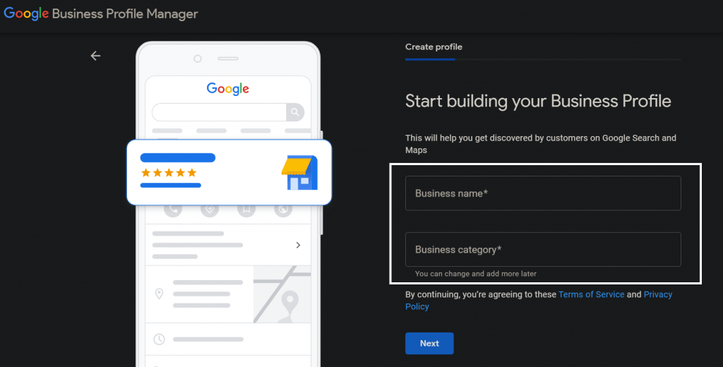 Image of building your Google Business profile