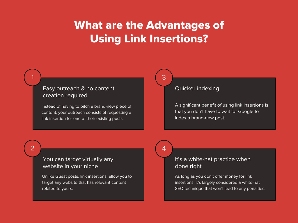 Infographic on What are the Advantages of Using Link Insertions