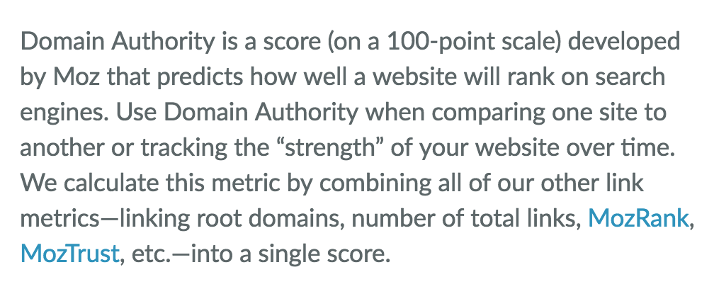 Definition of Domain Authority
