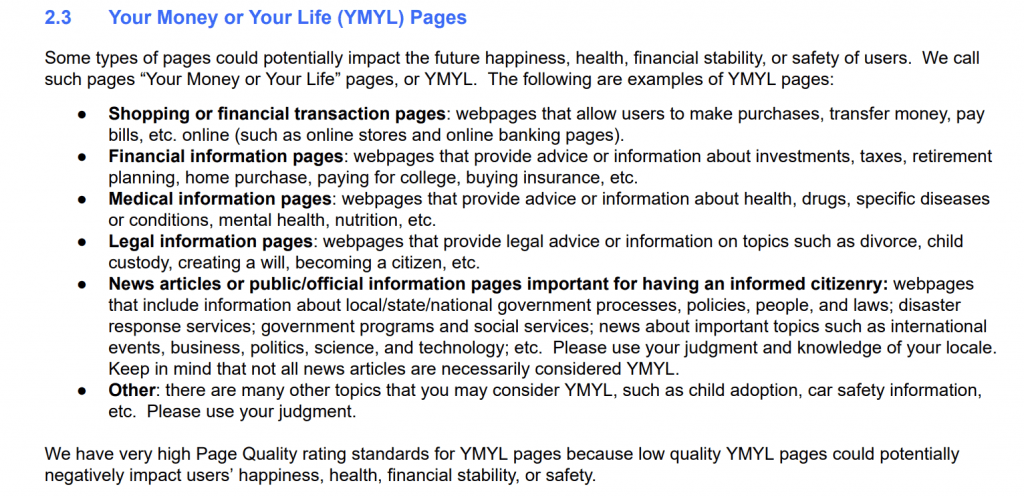 ymyl page quality